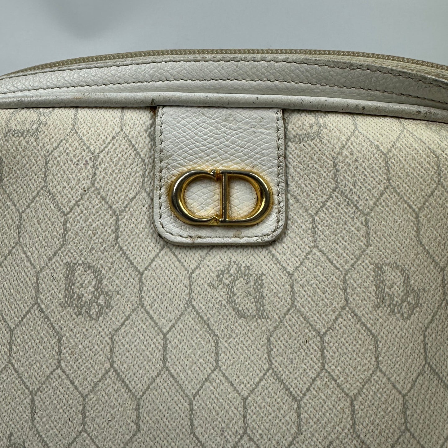 Vintage Christian Dior Honeycomb Sidebag white