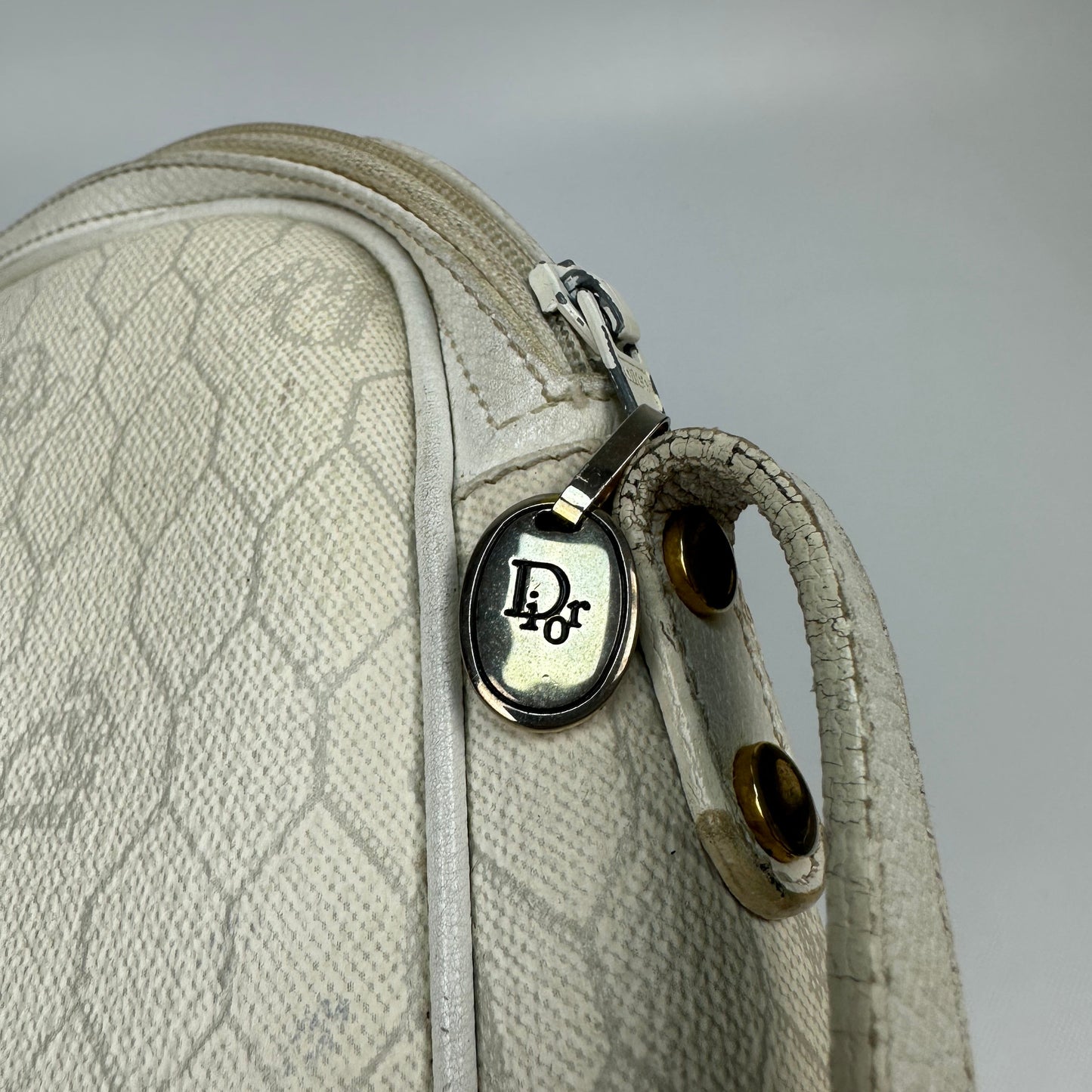 Vintage Christian Dior Honeycomb Sidebag white