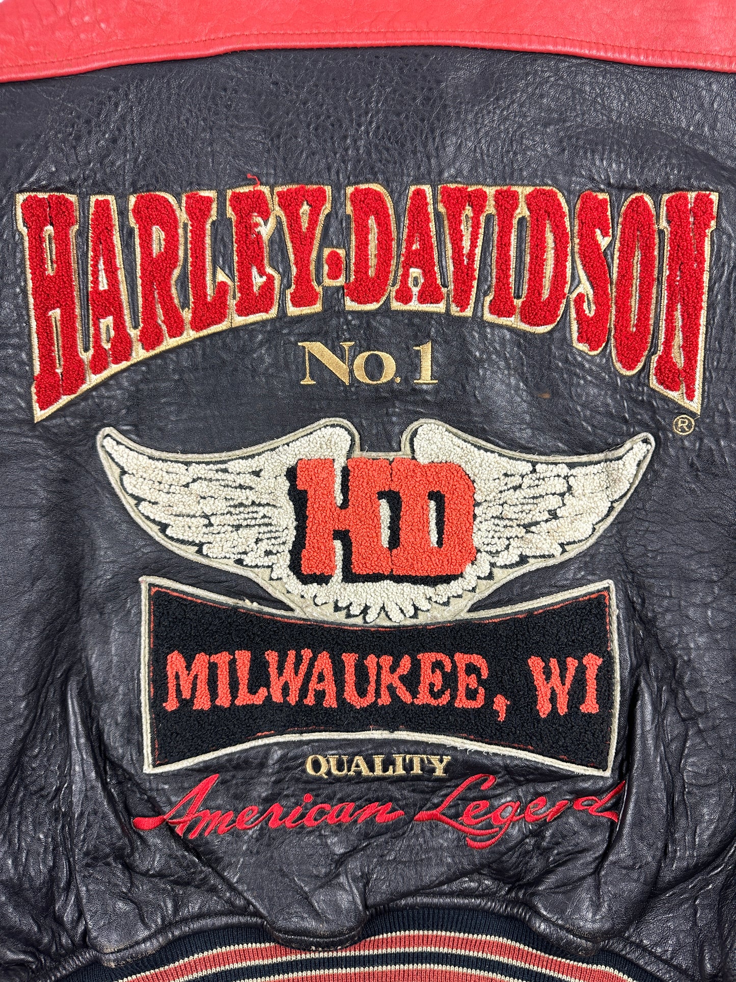 Vintage Harley Davidson College Jacke schwarz M