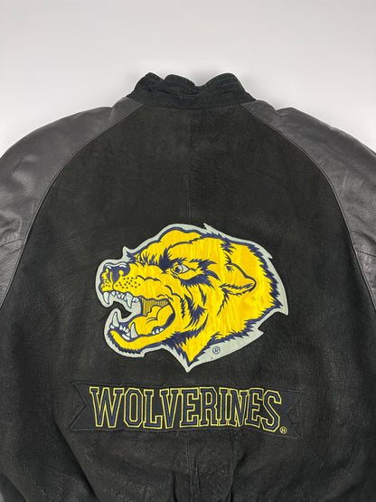 Vintage Michigan Wolverines Collegejacke schwarz XL