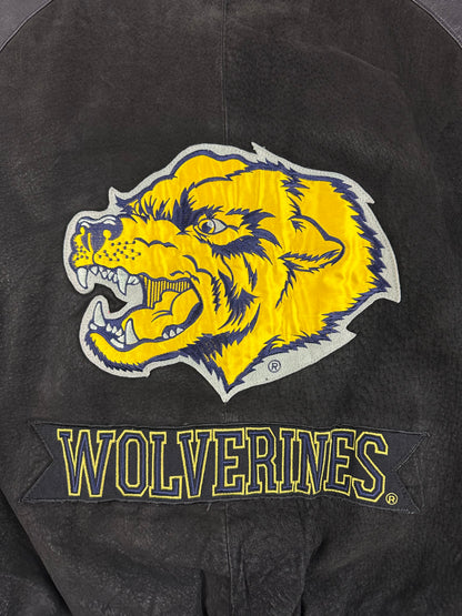 Vintage Michigan Wolverines Collegejacke schwarz XL