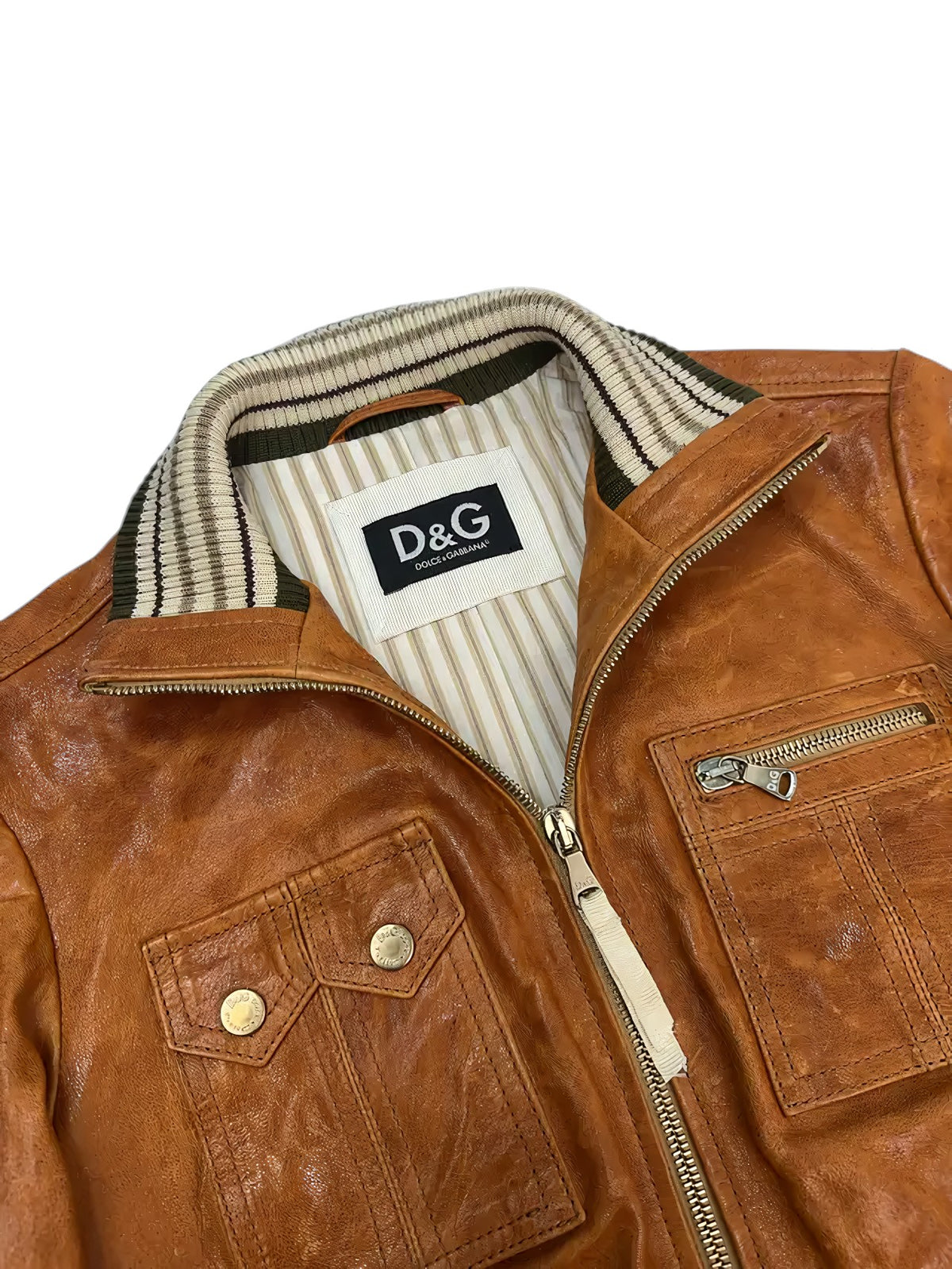 Dolce & Gabbana Utility Leder Jacke